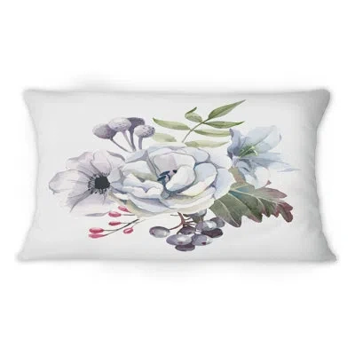 Design Art Bouquet With Citrus Lemon, Tangerine On Dark Blue - Traditional Printed Throw Pillow 1