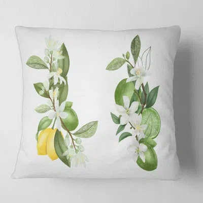 Design Art Bouquets Of Blooming Lemon Tree Branches Square Pillow Cover & Insert In Green