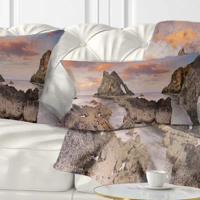 Design Art Bow Fiddle Rock Scotland - Sea & Shore Printed Throw Pillow