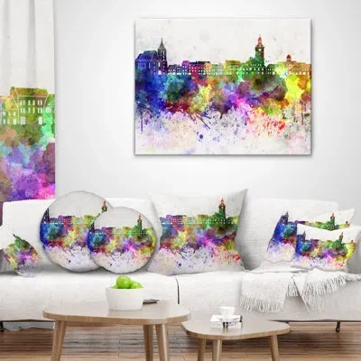 Design Art Brasov Skyline - Cityscape Printed Throw Pillow
