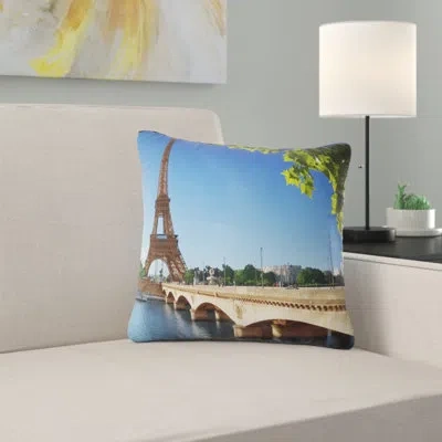 Design Art Bridge To Paris Paris Eiffel Towerparis - Cityscape Printed Pillow