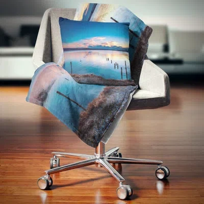 Design Art Bright Blue Sky And Blue Waters - Sea & Shore Printed Pillow