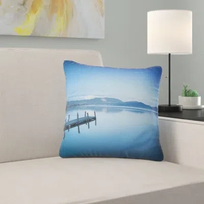 Design Art Bright Blue Sky With Pier - Sea & Shore Printed Pillow