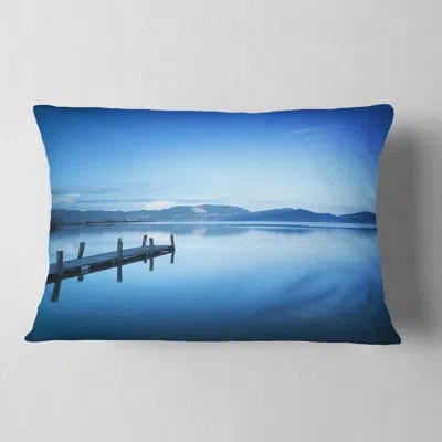 Design Art Bright Blue Sky With Pier - Sea & Shore Printed Throw Pillow
