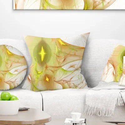 Design Art Bright Candle - Abstract Printed Pillow In Yellow,white