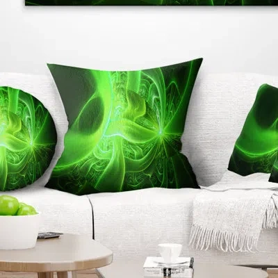Design Art Bright Designs On Black - Abstract Printed Pillow In Green