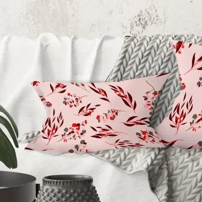 Design Art Bright Eucalyptus Floral Pattern Ii - Mid-century Modern Printed Throw Pillow