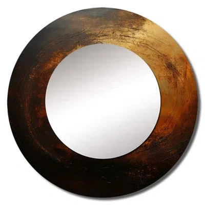 Design Art Bronze Blackhole Solar System I - Our Solar System Unique Wall Mirror, Space Mirror, Printed Metal A In Orange;yellow