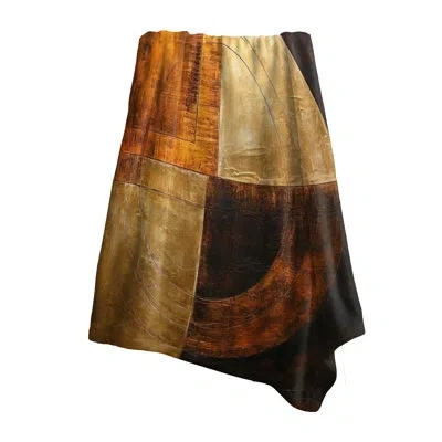 Design Art Bronze Brilliance Symmetry - Abstract Shapes Decorative Throw Blanket In Brown;yellow