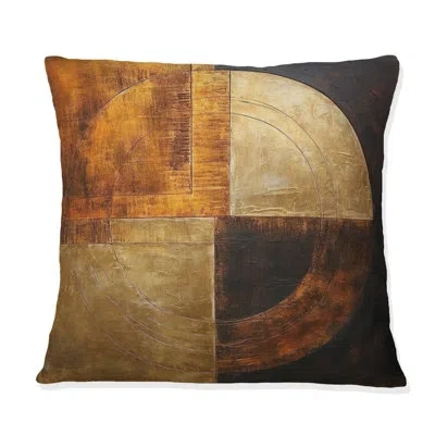 Design Art Bronze Brilliance Symmetry - Abstract Shapes Printed Throw Pillow In Brown;yellow