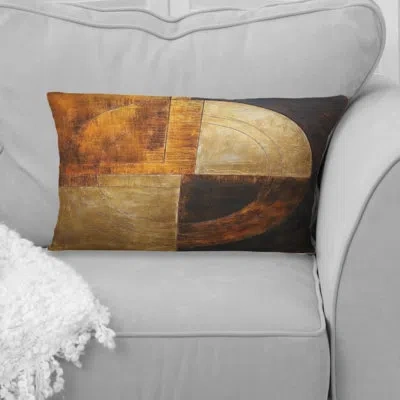 Design Art Bronze Brilliance Symmetry - Abstract Shapes Printed Throw Pillow In Brown;yellow