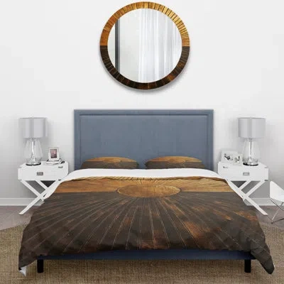 Design Art Bronze Brilliance Symmetry Iv - Abstract Shapes Duvet Cover Set In Beige;yellow