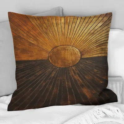 Design Art Bronze Brilliance Symmetry Iv - Abstract Shapes Printed Throw Pillow In Beige;yellow