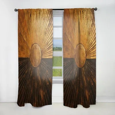 Design Art Bronze Brilliance Symmetry Iv - Modern Curtain - Velvet Room Darkening - 1 Panel In Beige;yellow