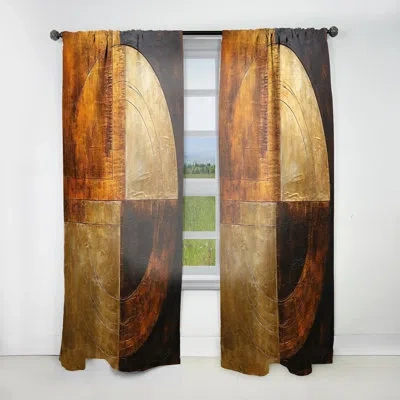 Design Art Bronze Brilliance Symmetry - Modern Velvet Curtain - Room Darkening - 1 Panel In Brown;yellow