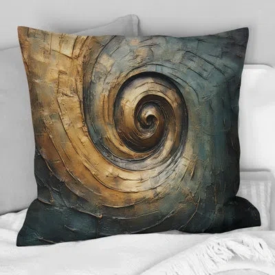 Design Art Bronze Whirling Wisdom Vortex - Abstract Spirals Printed Throw Pillow In Gray;gold