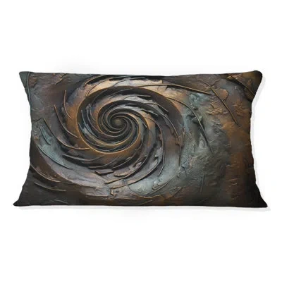 Design Art Bronze Whirling Wisdom Vortex I - Abstract Spirals Printed Throw Pillow In Gray;gold