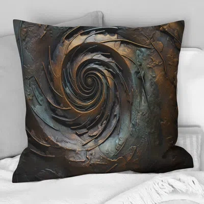 Design Art Bronze Whirling Wisdom Vortex I - Abstract Spirals Printed Throw Pillow In Gray;gold