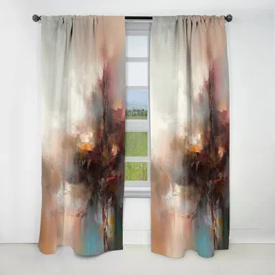 Design Art Brown Abstracted Nature Iv - Landscapes Curtain - Blackout Abstract Curtain - 1 Panels In Brown;gray