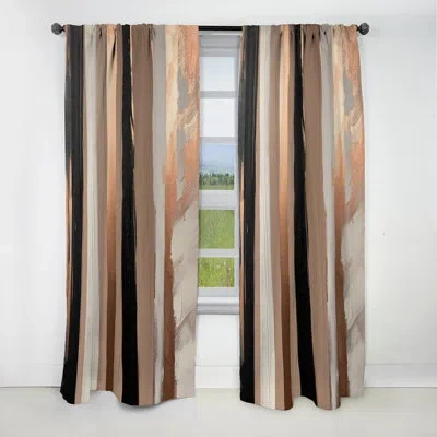 Design Art Brown And Black Beyond Boundaries Iv - Abstract Curtain - Blackout Curtain - 1 Panels In Black;brown