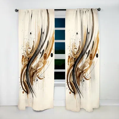 Design Art Brown And Black Movement I - Abstract Blackout Curtain - 1 Panel In Black;brown