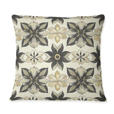 Design Art Brown Beige Floral Garden Beauty Iii - Transitional Throw Pillow In Brown;gray