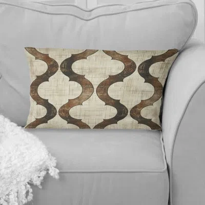 Design Art Brown Beige Ogee Pattern - Modern Lumbar Pillow In Brown;beige