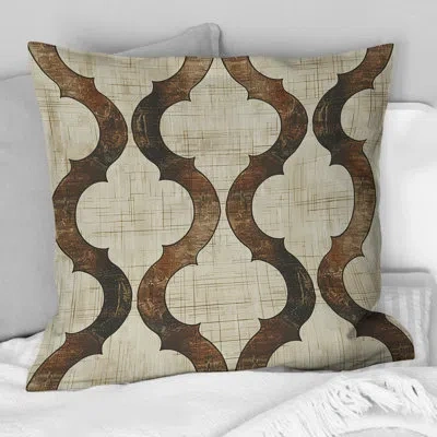 Design Art Brown Beige Ogee Pattern - Modern Throw Pillow In Brown;beige