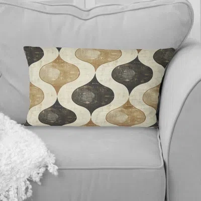Design Art Brown Beige Ogee Patterns I - Modern Lumbar Pillow In Brown;beige