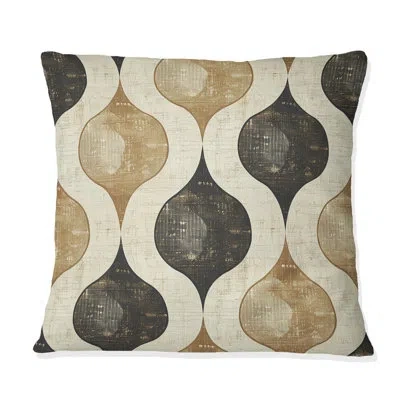 Design Art Brown Beige Ogee Patterns I - Modern Throw Pillow In Brown;beige