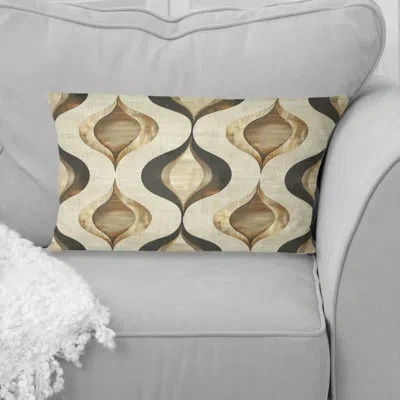 Design Art Brown Beige Ogee Patterns Ii - Modern Lumbar Pillow In Brown;beige