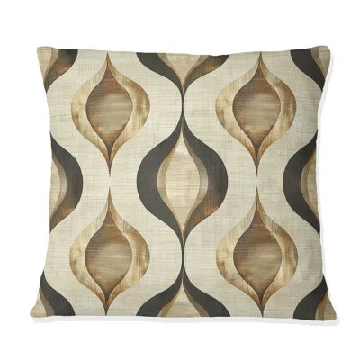 Design Art Brown Beige Ogee Patterns Ii - Modern Throw Pillow In Brown;beige