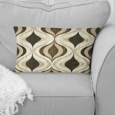 Design Art Brown Beige Ogee Patterns Iii - Modern Lumbar Pillow In Brown;beige