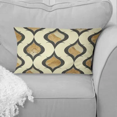 Design Art Brown Beige Ogee Patterns V - Modern Lumbar Pillow In Brown;beige
