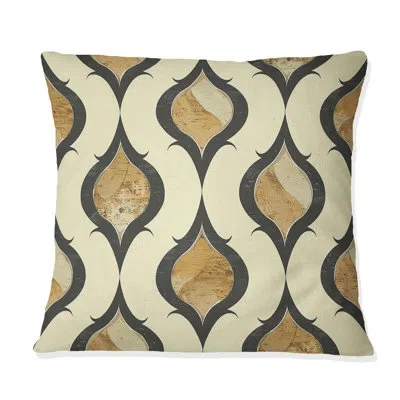 Design Art Brown Beige Ogee Patterns V - Modern Throw Pillow In Brown;beige
