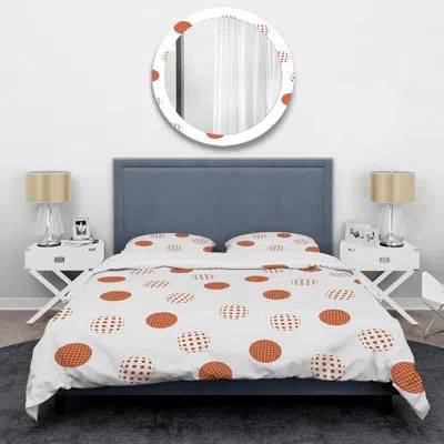 Design Art Brown Circle Dots - Abstract Duvet Cover Set - Microfiber Polyester