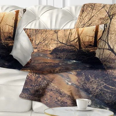 Design Art Brown Creek In National Park - Forest Printed Pillow