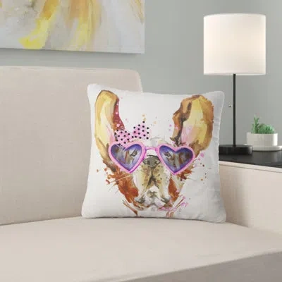 Design Art Brown Cute Dog With Heart Glasses - Animal Printed Pillow