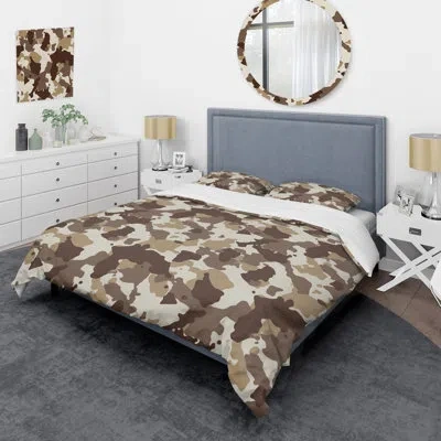 Design Art Brown Desert Camouflage - Abstract Duvet Cover Set - Microfiber Polyester