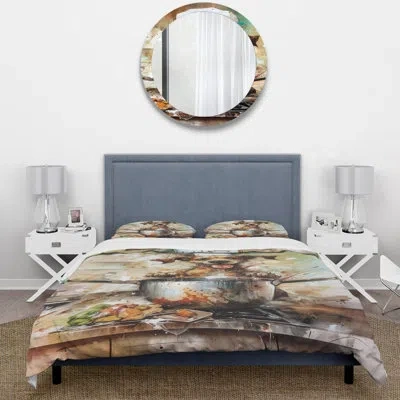 Design Art Brown Dog Chef In Kitchen - Animals Duvet Cover Set - Microfiber Polyester In Brown;green