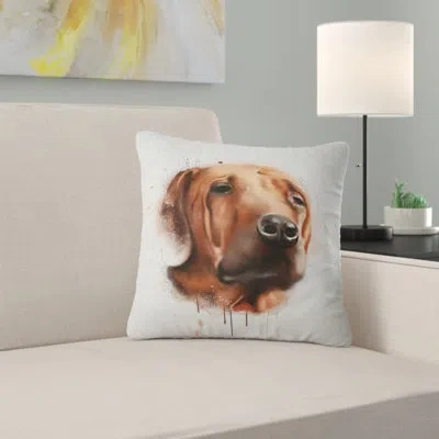 Design Art Brown Dog Face Watercolor - Animal Printed Pillow