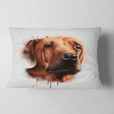 Design Art Brown Dog Face Watercolor - Animal Printed Throw Pillow