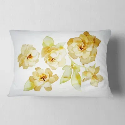 Design Art Brown Flowers With White Shade - Floral Printed Throw Pillow