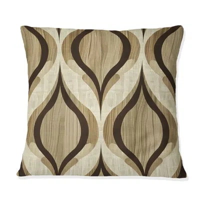 Design Art Brown Ogee Print Ii - Midcentury Throw Pillow In Brown;beige