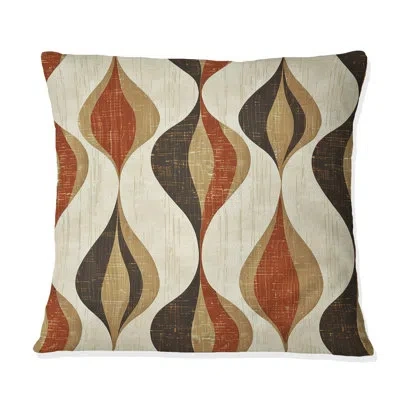 Design Art Brown Ogee Print Iii - Midcentury Throw Pillow In Brown;beige