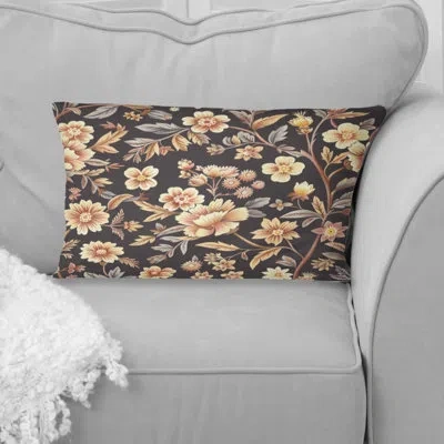 Design Art Brown Pink Flower Garden Blooms Iii - Traditional Lumbar Pillow In Brown;pink