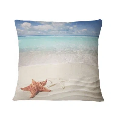 Design Art Brown Starfish On Caribbean Beach - Sea & Shore Printed Pillow