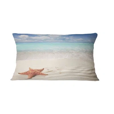 Design Art Brown Starfish On Caribbean Beach - Sea & Shore Printed Throw Pillow