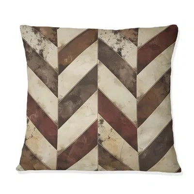 Design Art Brown White Chevron Print I - Modern Throw Pillow In Brown;white