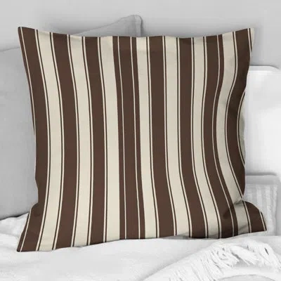 Design Art Brown White Stripe Pattern Ii - Traditional Throw Pillow In Brown;white